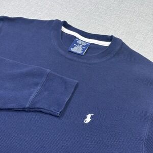Polo Ralph Lauren Waffle Knit Pajama Top Mens Large Blue Crewneck 100% Cotton